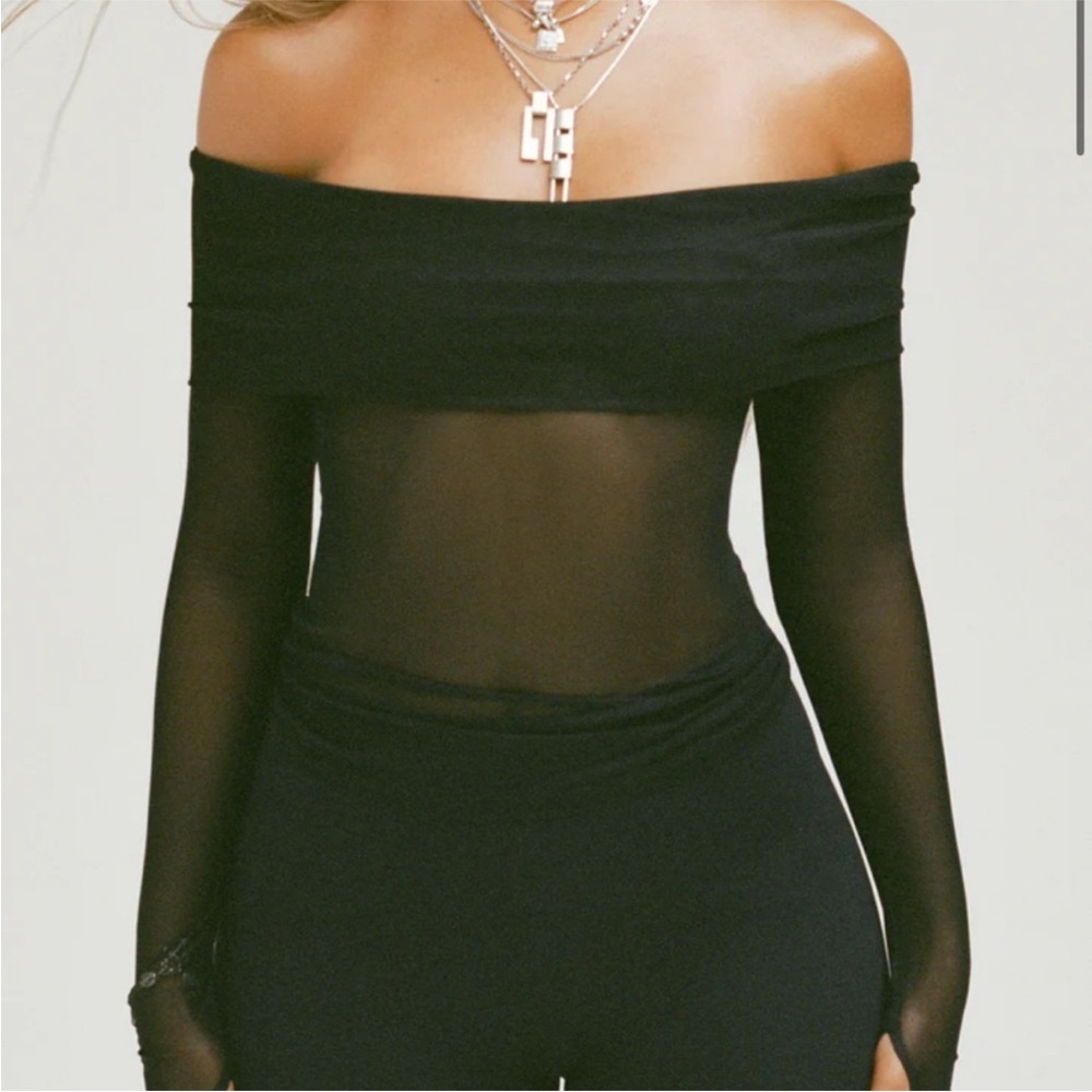 Joah Brown Black Sheer Off The Shoulder Top